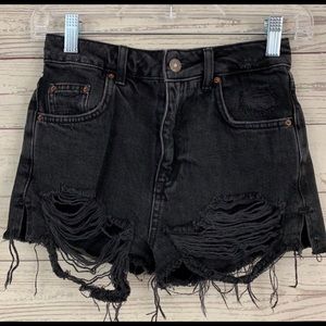 Top shop Moto MOM distressed black shorts